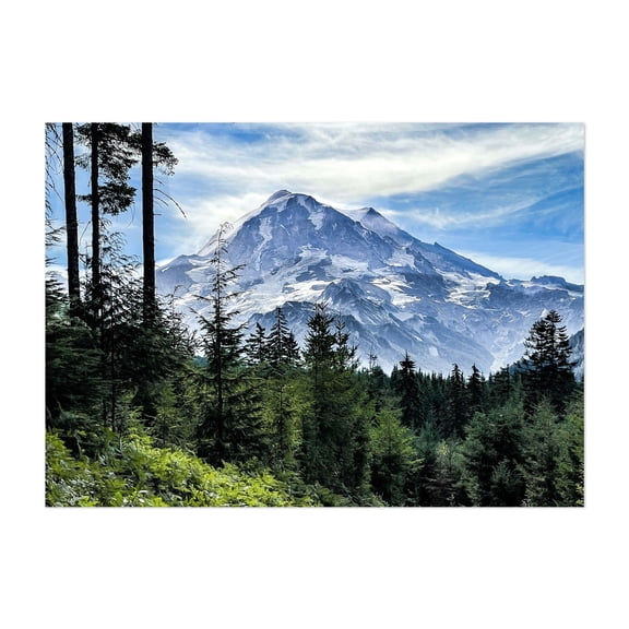 Mt. Rainier at Mowich - Washington Photography Mountain Nature Landscape Forest Scenic Wilderness Woodland Unframed Wall Art Print 4 x 6 inches