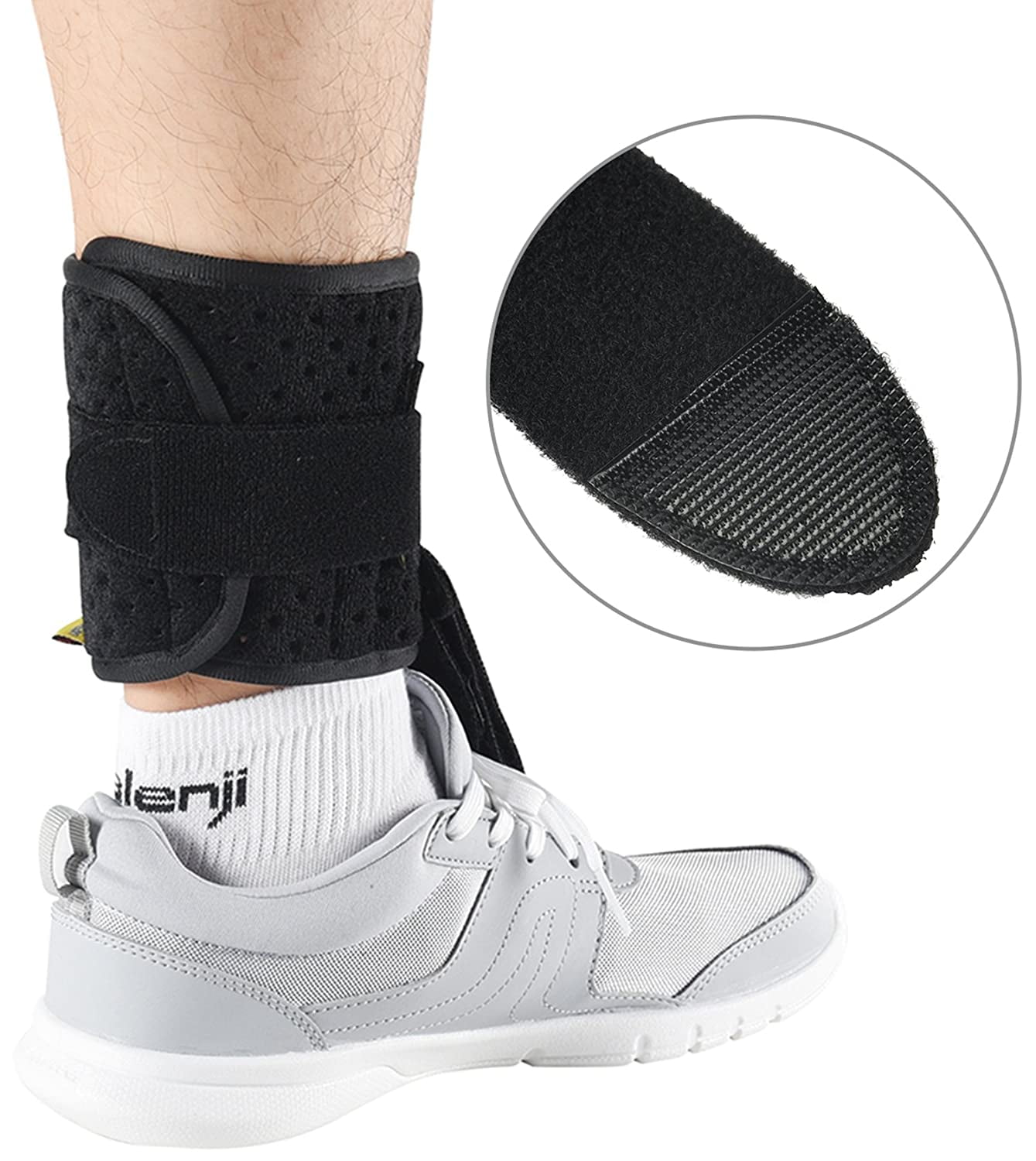 TENBON Ankle Support Drop Foot Brace Orthosis - Comfort Cushioned Adjustable Wrap Compression For Improved Walking Gait, Prevents Cramps Ankle Sprains