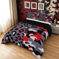 thumbnail image 2 of Manfei Minimalism Leopard Print Full Size Comforter Sets, Mid Century Animal Camo Bedding Comforter Set, Gray Red, Black Reversible, 3-Piece, 1 Comforter and 2 Pillowcases, 2 of 7