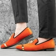 thumbnail image 4 of Men's Penny Slip-On Leather Lined Loafer Luxury Men Shoes, Orange/01, 13 US, 4 of 5