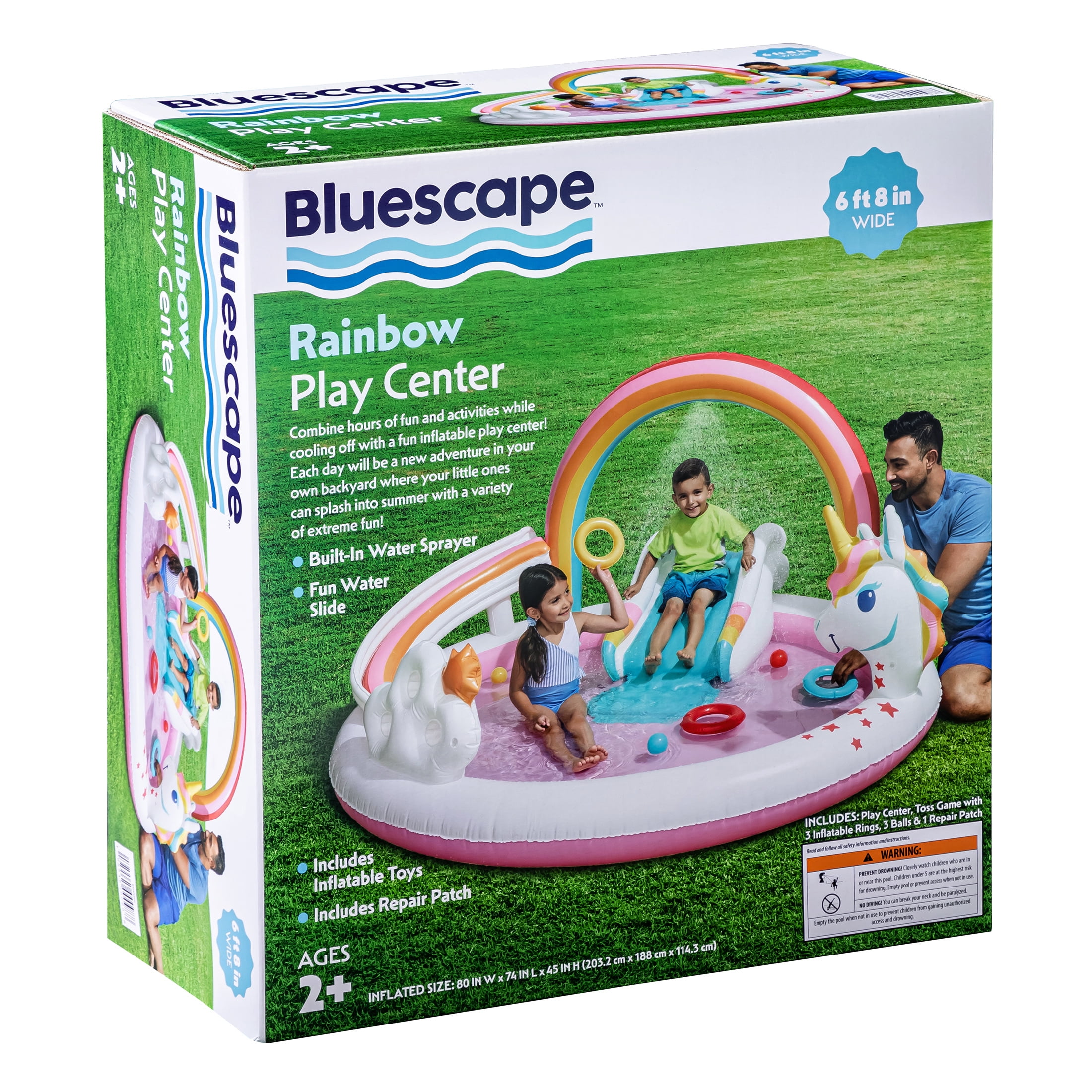 Bluescape Rainbow Unicorn Play Center,  Inflatable Pool Game & Toys,  Age 2 & Up, Unisex