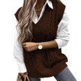 thumbnail image 5 of AOMPMSDX Women's Outerwear Vests Oversized Sweater Vest For Women V Neck Sleeveless Solid Color Loose Pullover Sweater S Coffee, 5 of 9