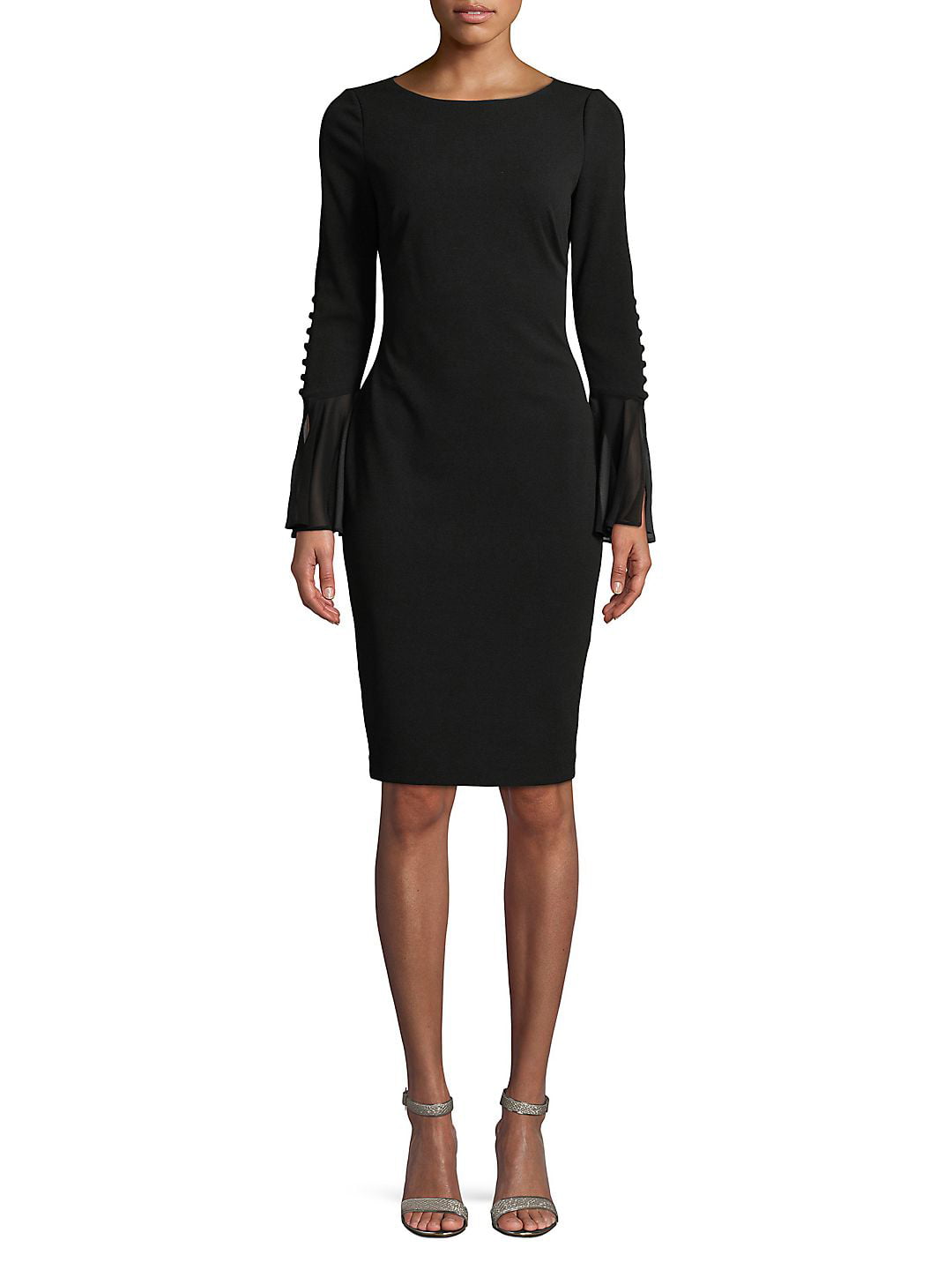Calvin Klein Ruffle-Sleeve Sheath Dress, Black, Size 4 - Walmart.com