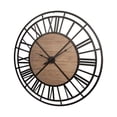 thumbnail image 3 of Pemberly Row 59" Round Oversized Black Metal and Wood Industrial Wall Clock, 3 of 4