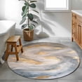 thumbnail image 4 of Yellow Grey Ombre Large Area Rugs for Bedroom Living Room, Soft Non Slip Carpet Bedside Rug, Modern Marble Ink Painting Abstract Round Floor Cover Kitchen Accent Rug 3.3' for Dining Room/Office, 4 of 9