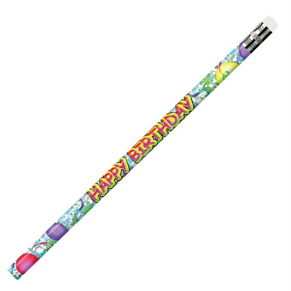 Moon Products Happy Birthday Glitz Pencils, 12 Per Pack, 12 Packs