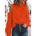thumbnail image 3 of Womens Cold Shoulder Oversized Turtleneck Sweaters Long Sleeve Chunky Solid Color Knitted Pullover Outwear Coat, 3 of 7