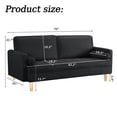 thumbnail image 6 of 70" Modern Loveseat Sofa Couch,Mid-Century Velvet Upholstered Small Love Seat Couch with 2 Pillows for Compact Space,Living Room,Apartment,Black, 6 of 7