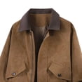 thumbnail image 3 of PiGOGI Men's Winter Coats Fashion Leather Solid Color Zipper Pocket Long Sleeve Lapel Leather Coat Jacket Coffee XL, 3 of 4