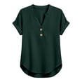 thumbnail image 4 of Womens Tops Summer Casual Solid Color V Neck Linen Short Sleeved T Shirt (No Size Label) Fashion Clothes, 4 of 4
