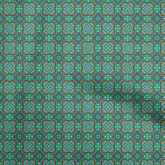 oneOone Cotton Poplin Green Fabric Tribal Sewing Craft Projects Fabric Prints By Yard 42 Inch Wide