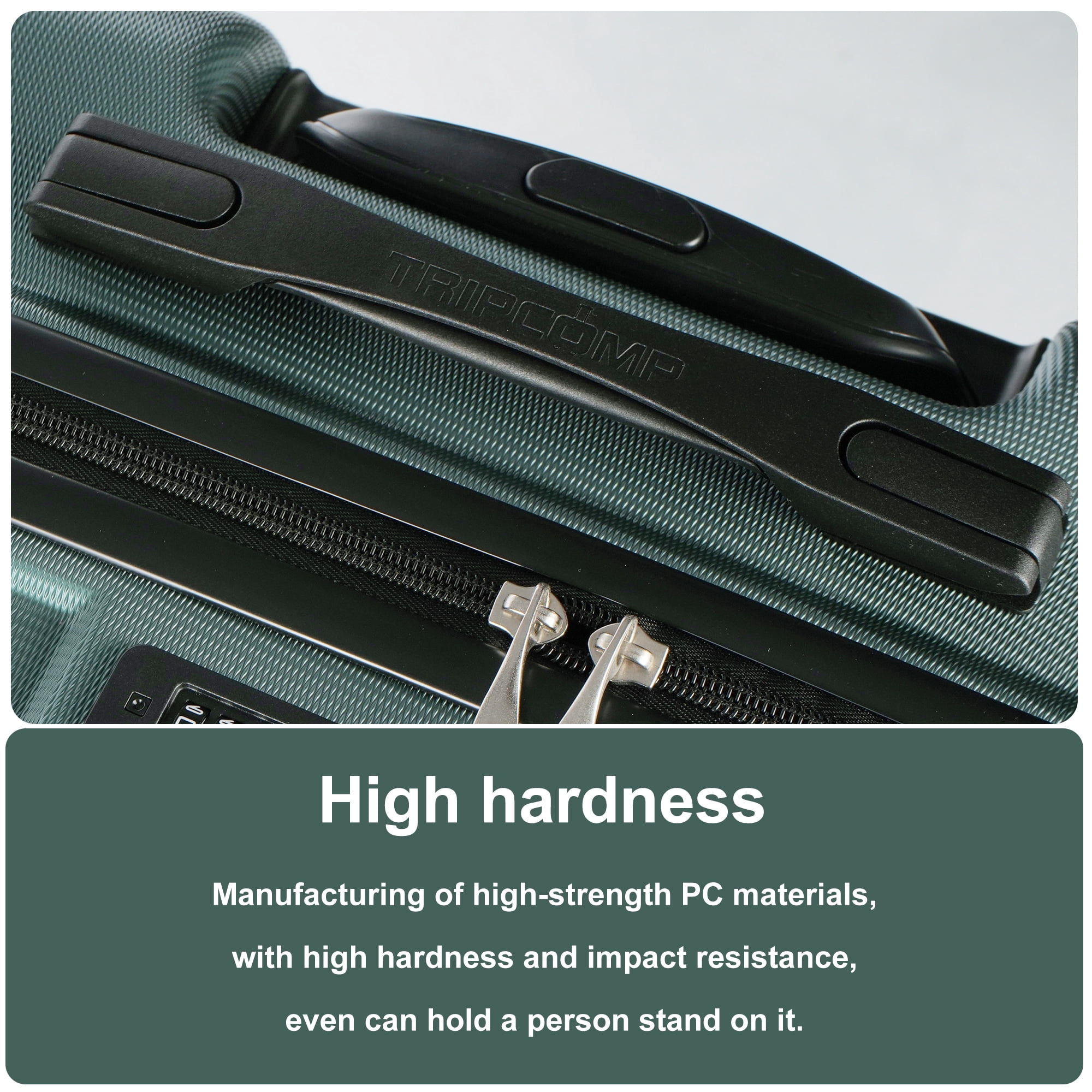Tripcomp Hardside Luggage Set 3-Piece Set (21/25/29) Lightweight Suitcase 4-Wheeled Suitcase Set(Green)