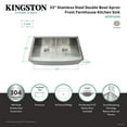 thumbnail image 4 of Gourmetier GKTDF33209 Uptowne 33" Stainless Steel Apron-Front Double Bowl Farmhouse Kitchen Sink with Strainers x 2, Brushed, 4 of 5