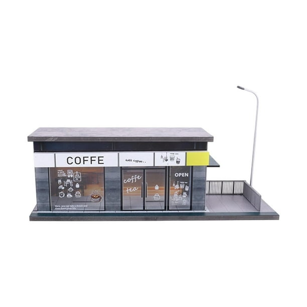Vitrina para maquetas de coches a escala 1/64, organizador de dioramas para cafeterías, exhibidor de modelos en miniatura. Estilo B