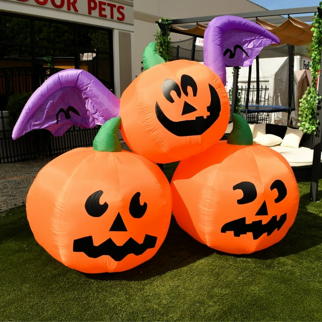 ALEKO Halloween Inflatable Decoration Winged Jack-O-Lantern Trio - 6 Foot