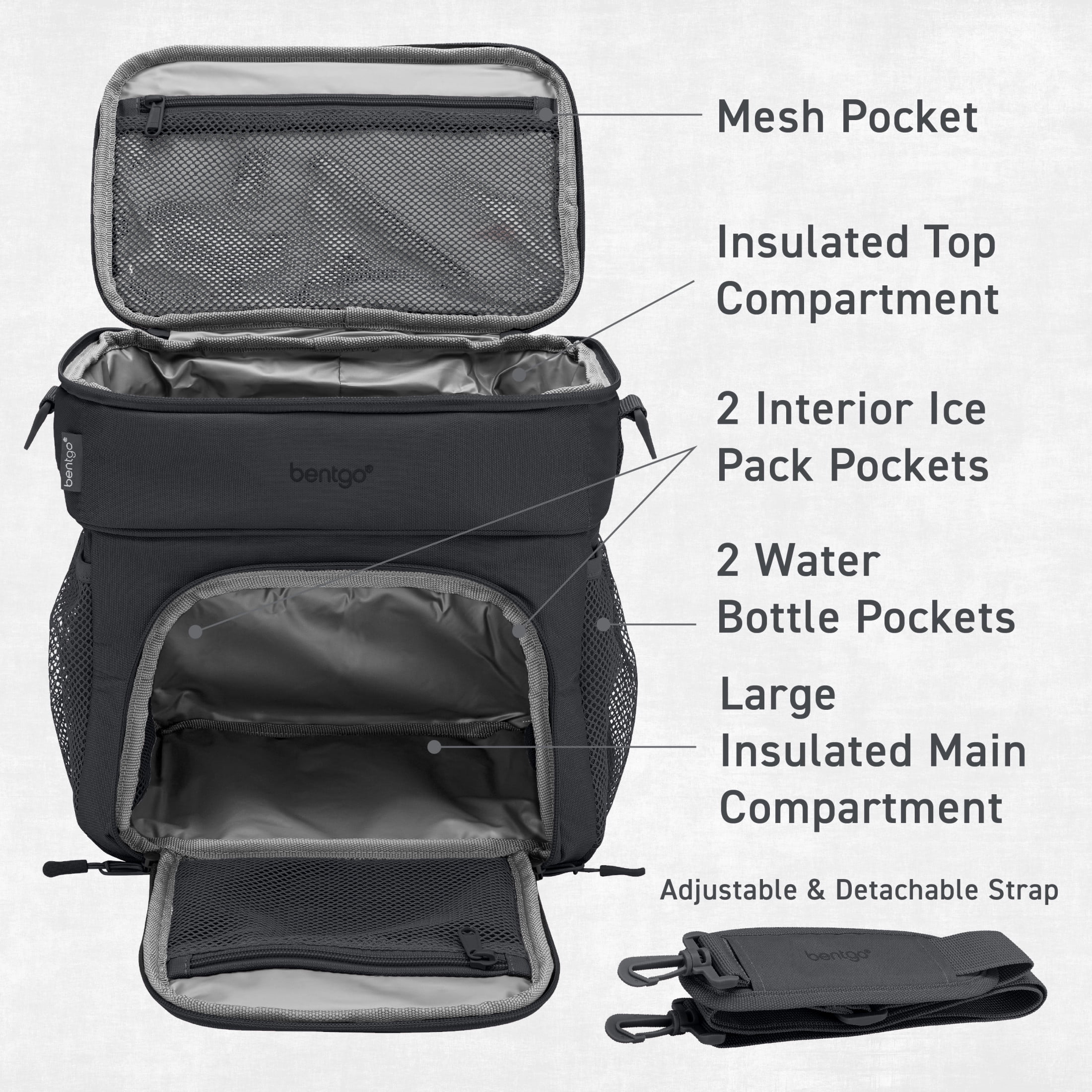 bentgo Prep Deluxe Insulated Multimeal Bag 5-Compartment Dark Gray (BGPRPBAG-DG)