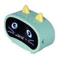 thumbnail image 4 of Mini altavoz de dibujos animados multifuncional con diseño de orejas de gato, reloj despertador inteligente dual para dormitorio y oficina, color verde, 4 of 14