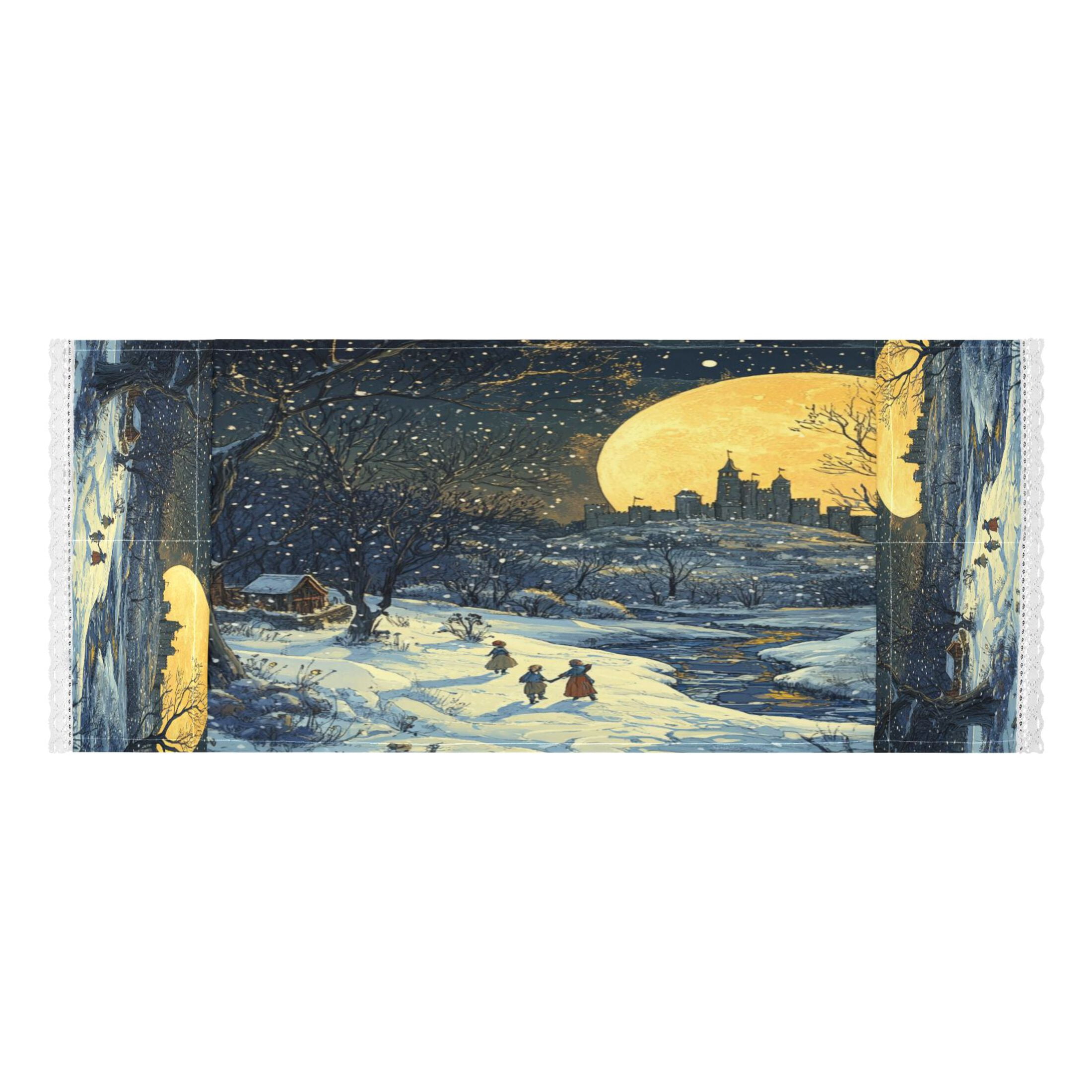 WOBOGO Winter Village Scenery Washing Machine Cloth Dryer Refrigerator Top Cover Protective Non-Slip Mat For Kitchen Laundry