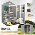 thumbnail image 6 of Resin Storage Shed 6x5ft，Outdoor Storage Sheds with Floor, HD Window, Lockable Doors and Vents, Tool Shed for Bike, Garden, Backyard,Lawn, All Weather Use (Grey, 6 * 5ft), 6 of 9