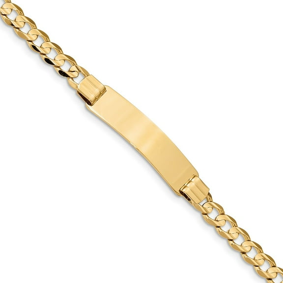 14K Yellow Gold bracelet ID Curb 7 in 9 mm 6.5 Link