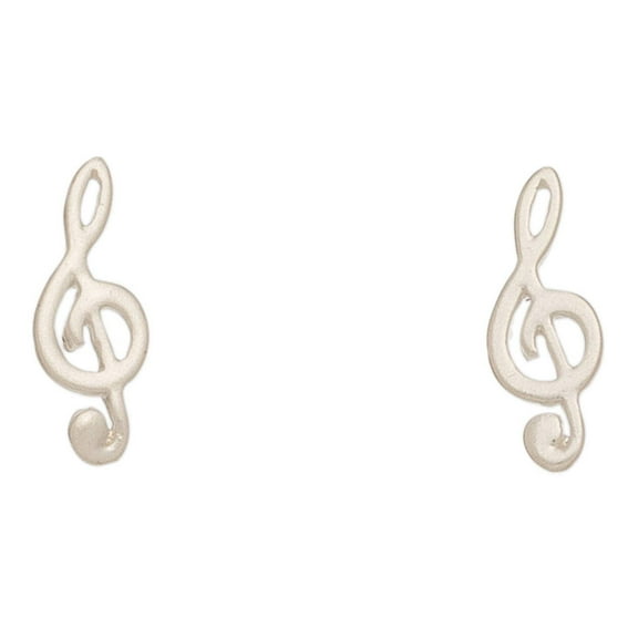 Women's Silver Stud Buds Treble Clef Earrings by Howard's