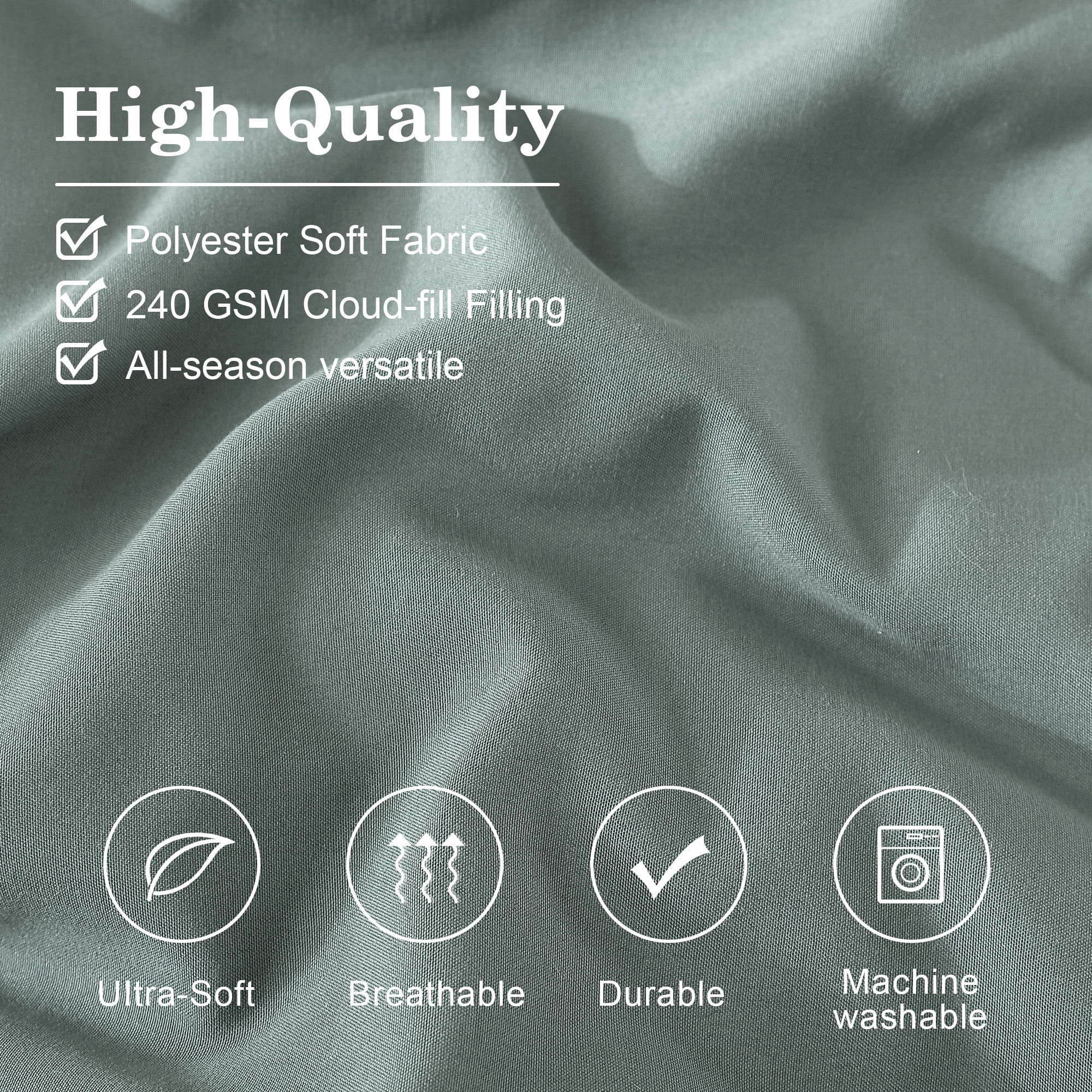Catami 7-piece Bed in a Bag Comforter Set with Sheets,Sage Green,Queen