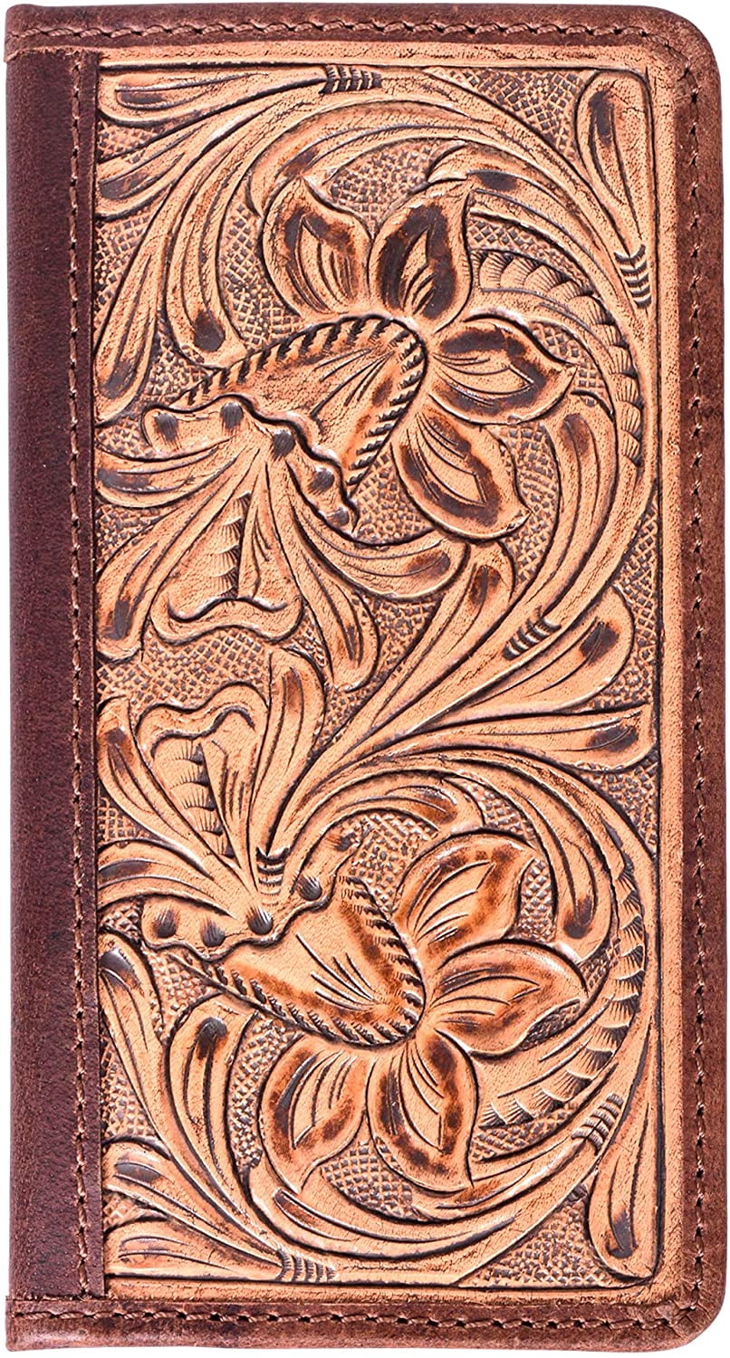 RAWHYD Leather Tooled Wallet for Men - Western Wallet for Men - Walmart.com