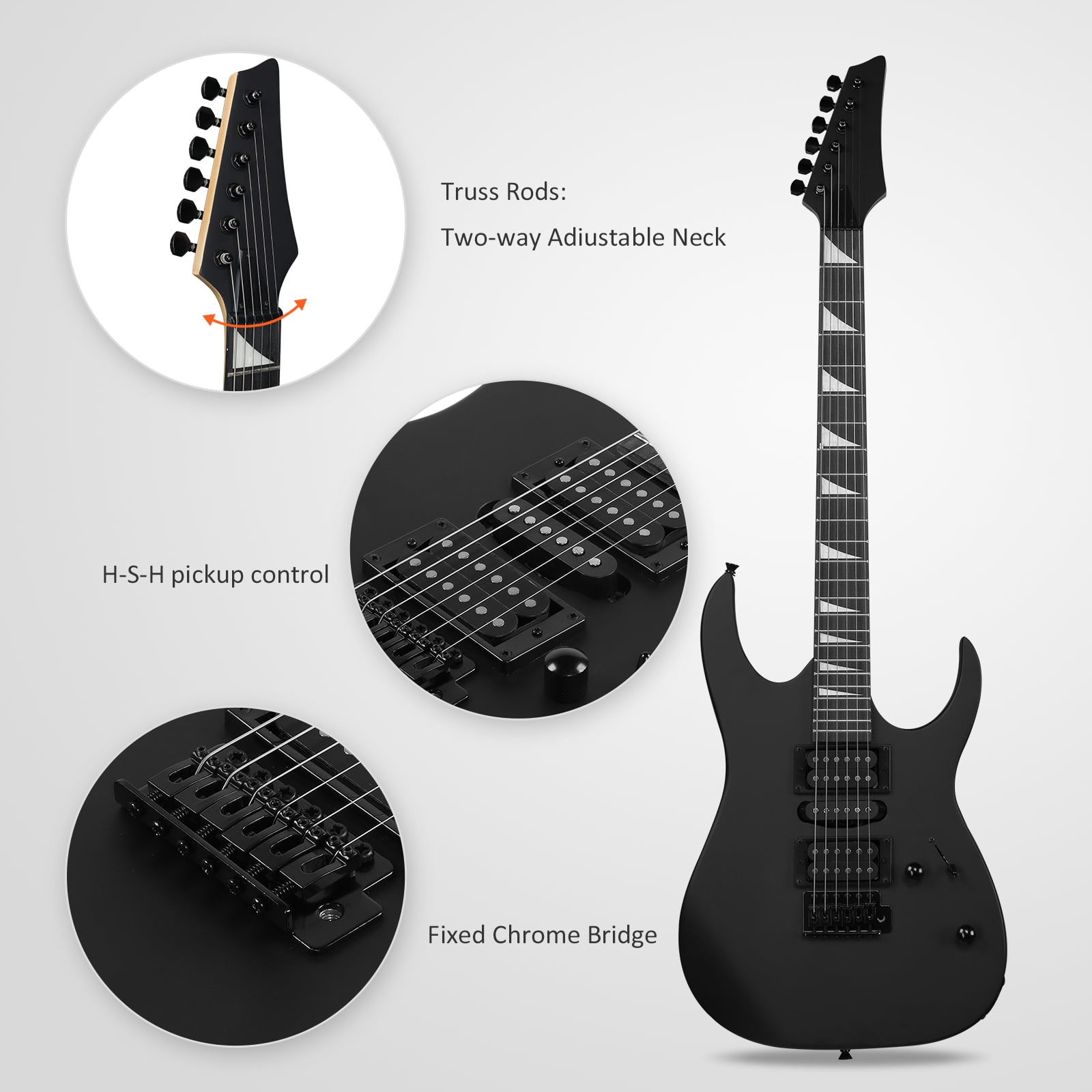 Ktaxon 39in Electric Guitar Beginner Kit with 20W Amp HSH Pickups