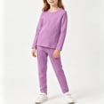 thumbnail image 5 of Bovxnpu Boys Girls Sleepwear Set Long Sleeve Crew Neck Tee Straight Leg Pants Homewear Outfits, 5 of 6