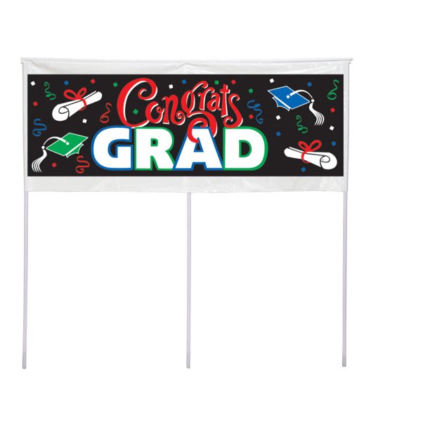 Pack of 6 "Congrats Grad" Graduation Outdoor Garden Yard Banner Party