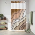 thumbnail image 6 of No Hook Shower Curtain, Brown Ombre Shower Curtains for Bathroom with See Through Top Window, Modern Geometric Abstract Aesthetic Cream Waterproof & Washable Bath Curtain Stand Up Stall 36"x72", 6 of 9