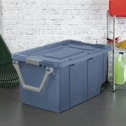 Sterilite Extra-Large Wheeled Industrial Storage Bin, 40 Gallon Durable Plastic Storage Tote with Latching Lid and Pull Handle, Blue, 2 Pack
