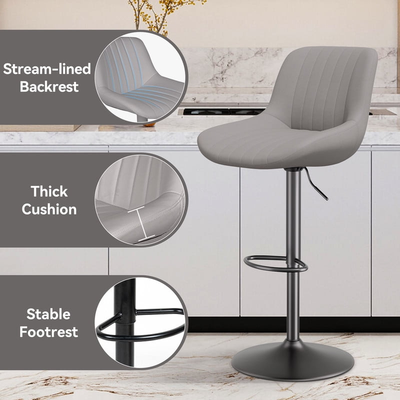 Nalupatio Comfortable Hydraulic Swivel Bar Stools Modern Design with Adjustable Height Set of 4 for Dining Room Walmart