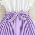 thumbnail image 5 of KONDYS Girls Spring Summer Dresses Flutter Sleeve Color Block Pleated Skirt Outfit Casual Party Dress for 5-6Y, 5 of 8