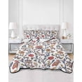 thumbnail image 3 of Boho Leaf Queen Size Down Alternative Comforter, Lightweight Comforter Quilt Bedding Set with Pillow Shams Orange Red Spring Farmhouse Pastoral Tribal All Seasons Bed Comforter Duvet Insert 90"x96", 3 of 7
