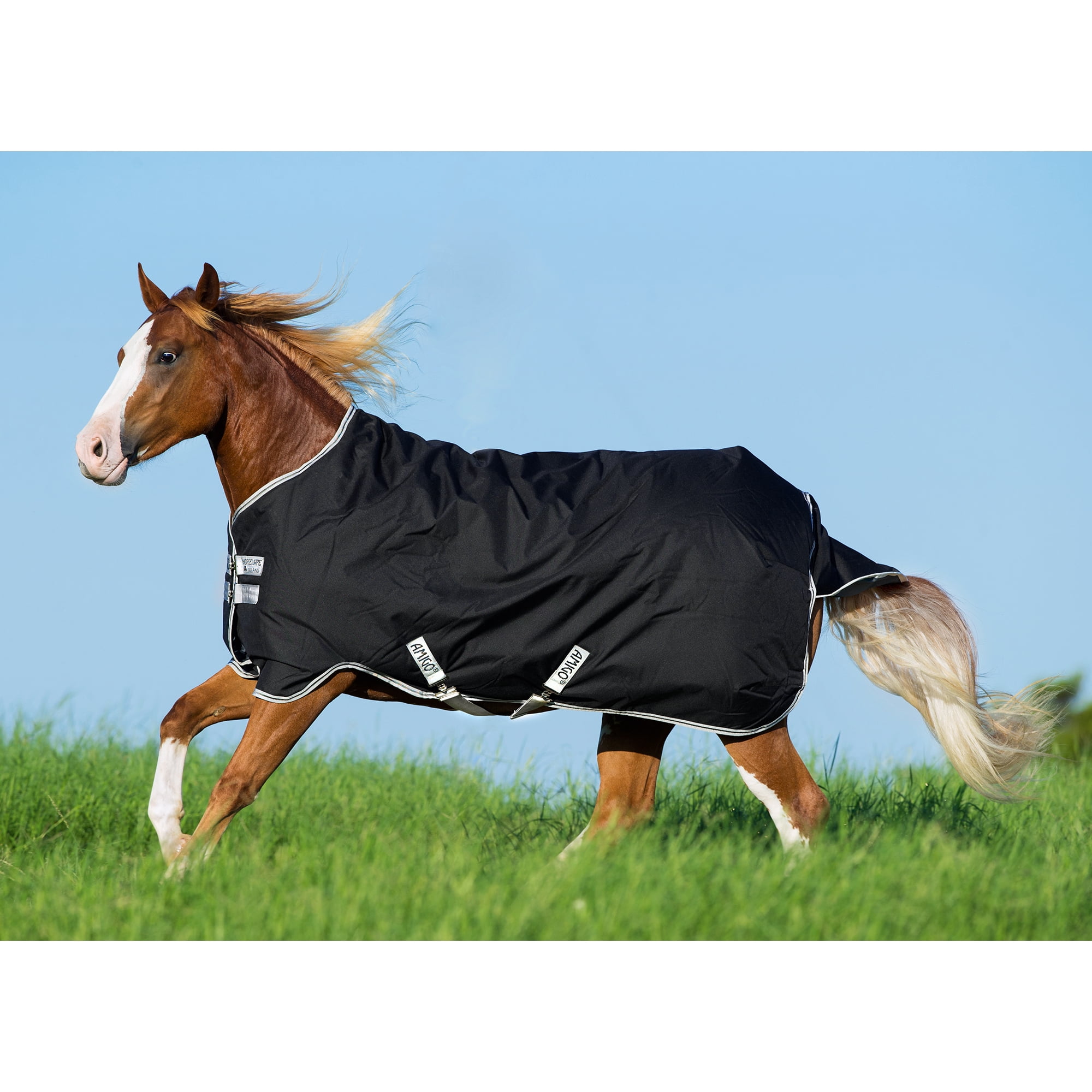 Amigo Stock Horse Turnout, 200 gram, Black/Silver, 76"