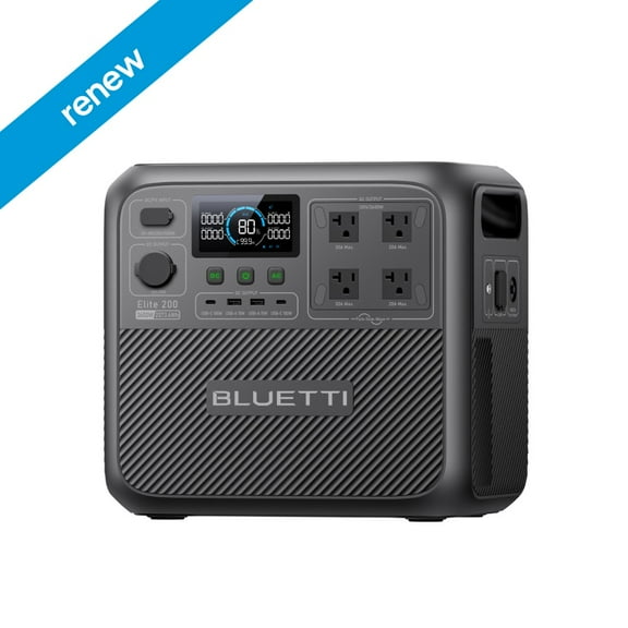 Restored BLUETTI Elite 200 V2 Portable Power Station, 2073.6Wh LiFePO4 Battery, 4 AC Outlets (2600W/3900W Surge), Solar Generator for Camping, Off-Grid, Power Outages Refurbished