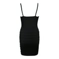 thumbnail image 5 of Women's Summer Sleeveless V-Neck Pleated Mini Sling Dress Spaghetti Straps Bodycon Beach Dress for Party Club, 5 of 5