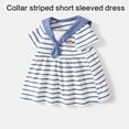 thumbnail image 6 of Toddler Girls Navy Stripe Cotton Dress Breathable Wear Reinforced Stitching Quick Changing Detail, 6 of 8
