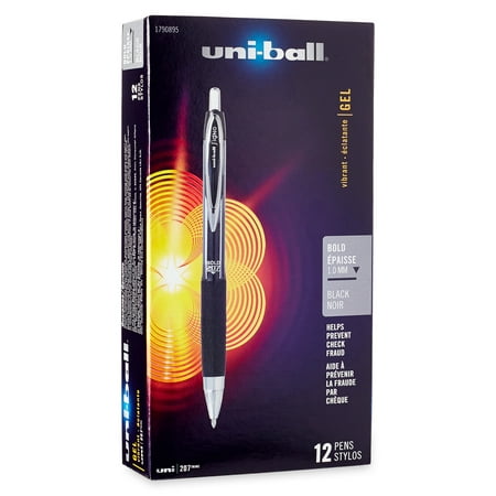 Uni-ball Retractable Gel Pen, Black Ink, 1 mm, Dozen