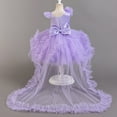 thumbnail image 6 of AWZXDE Girls Dresses High End Removable Train Puff Skirt Long Dresses Formal Performance Gown Elegant Party Dress For Kids Purple,120, 6 of 7