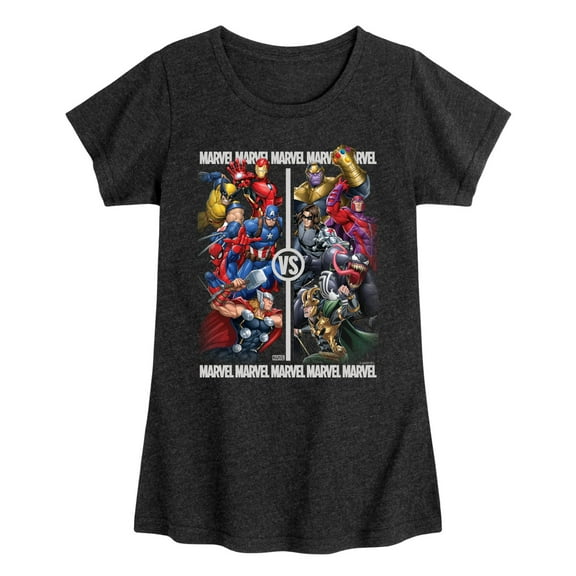 Marvel - Heroes Vs Villains - Toddler And Youth Girls Fitted Short Sleeve Graphic T-Shirt