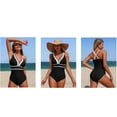 thumbnail image 6 of UPPADA Womens One Piece Full Coverage Swimsuit Comfy Elastic Swimsuit Color Block Slimming Bathing Suits for Ladies Cute Modest Swimsuits Black,S, 6 of 6
