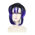 thumbnail image 2 of Qliuoazw 30cm Black Gradient Blue Cos Wig Fiber Silk Wig Rose Mesh With Hair Net, 2 of 9