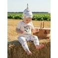 thumbnail image 6 of BemeyourBBs Hello I'm New Here Newborn Baby Boys Come Home Outfit Mallard Duck Embroidery Short Sleeve Romper with Pants Hat Cute Infant Summer Clothes, 6 of 9