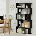 thumbnail image 2 of Costway 2 PCS 5-Tier Geometric Bookshelf with Open Shelves Closed-back Cubes for Living Room Black, 2 of 9
