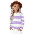 thumbnail image 6 of Ulanda Girl's Long Sleeve T-Shirts Striped Girls Classic Cotton Blend Crewneck Tee Kids Stripes Shirt Soft Everyday Basic Top (Purple, 18-24 Months), 6 of 7