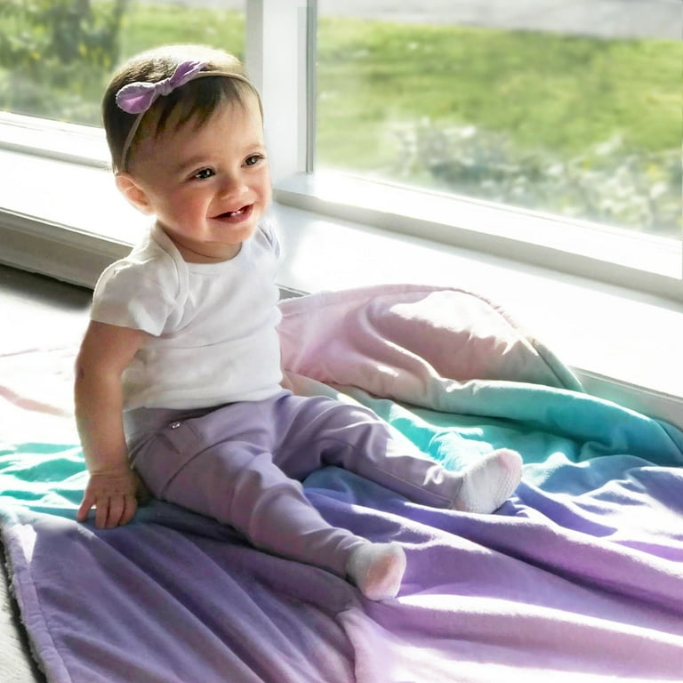 Hello Spud 100 Polyester Ombre Multi Color Plush Gender Neutral Baby Blanket 30 W x 40 L