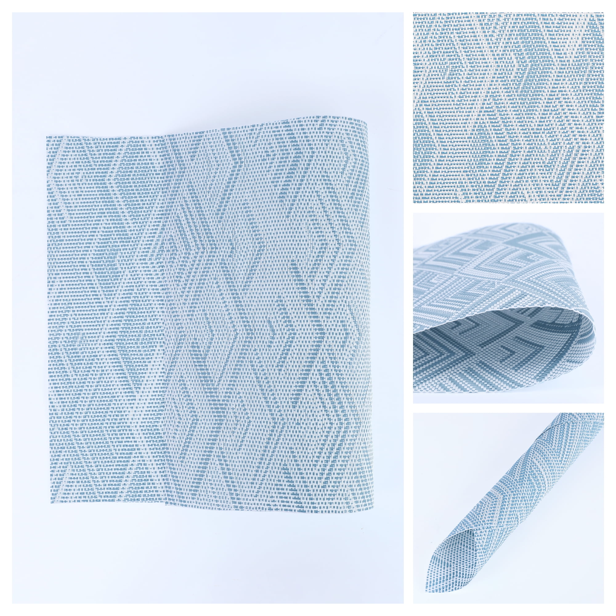 Unique Bargains Set of 8 Placemats for Dining Table Wipeable Table Mat Blue 18x12Inch