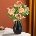 thumbnail image 5 of Silk Flower Bouquet with Dahlias Roses & Hydrangeas | 33cm Artificial Floral Arrangement for Wedding Party Home & Garden Decor | Includes 6 Flowers & Foliage, 5 of 6